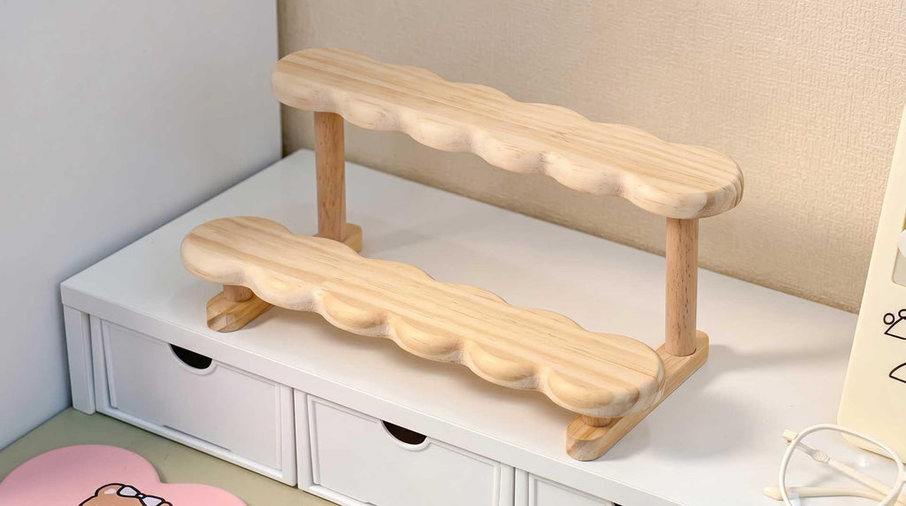 Soft Collect Wooden Display Shelf - 2-tier, 3-tier, Flower