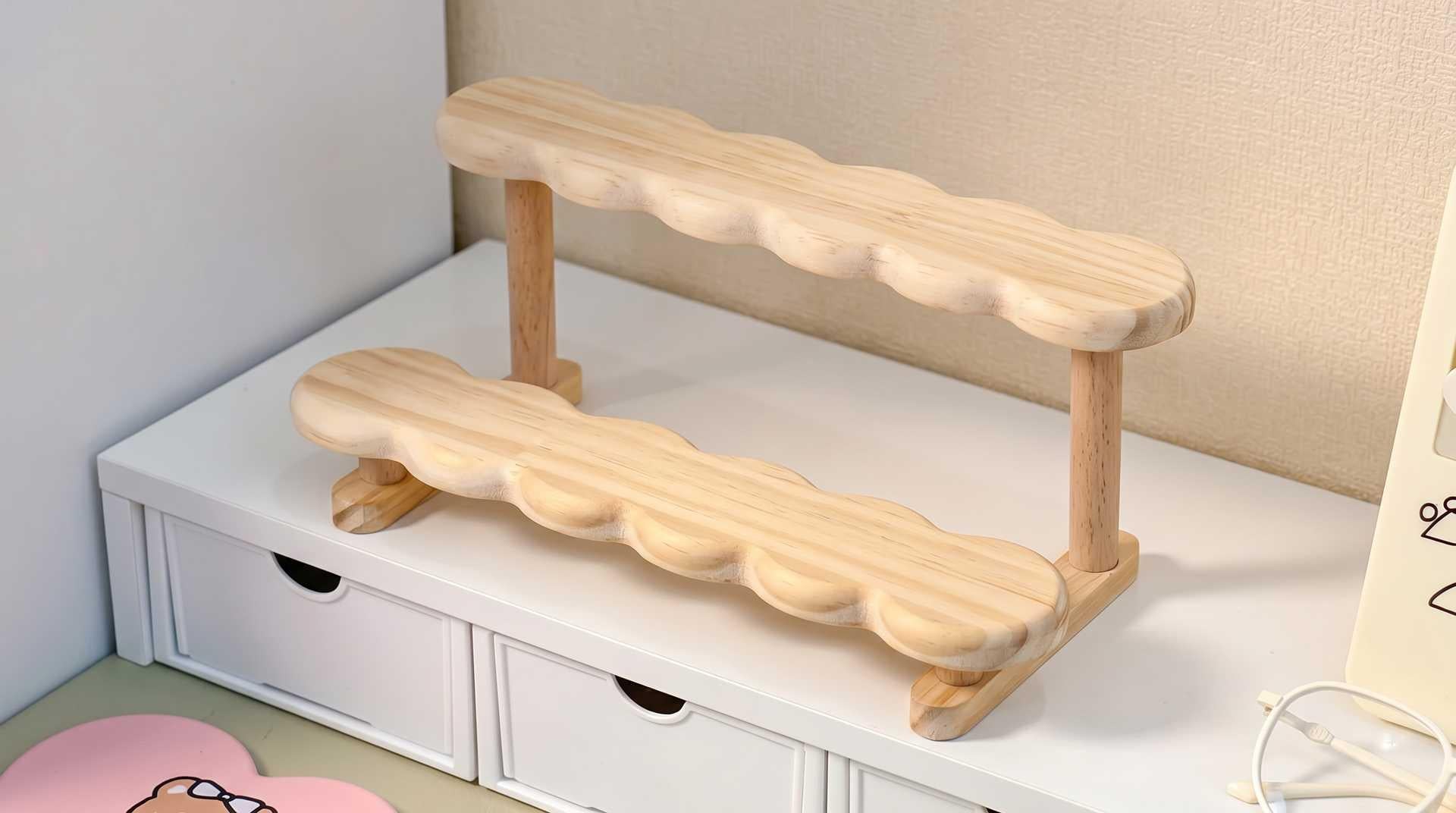 Soft Collect Wooden Display Shelf - 2-tier, 3-tier, Flower